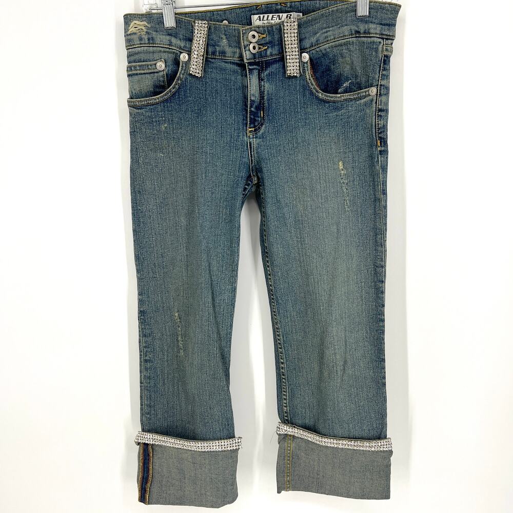ALLEN B By Allen Schwartz Cropped Rhinestone Bling Jeans Size 29